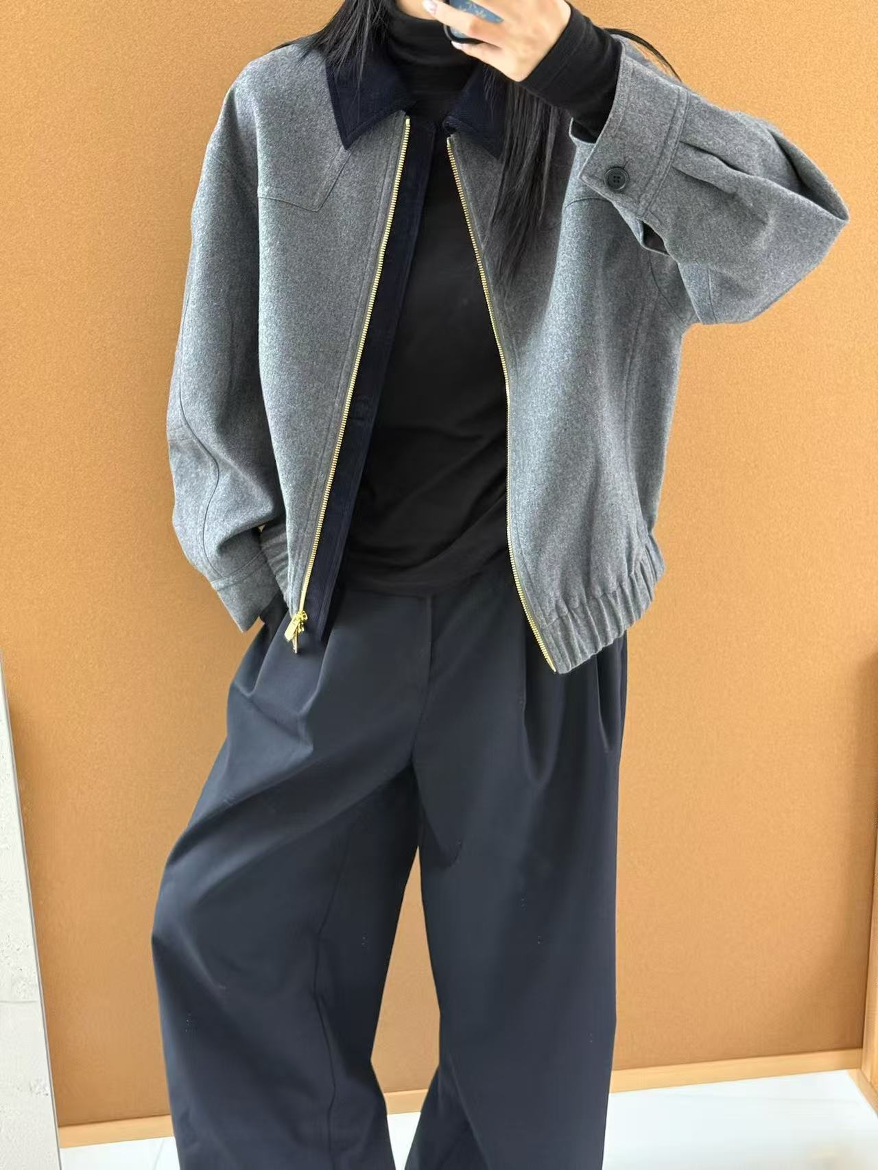 DEG 25秋冬 70515 梭织外套宽松型拉链外套百搭翻领秋冬款