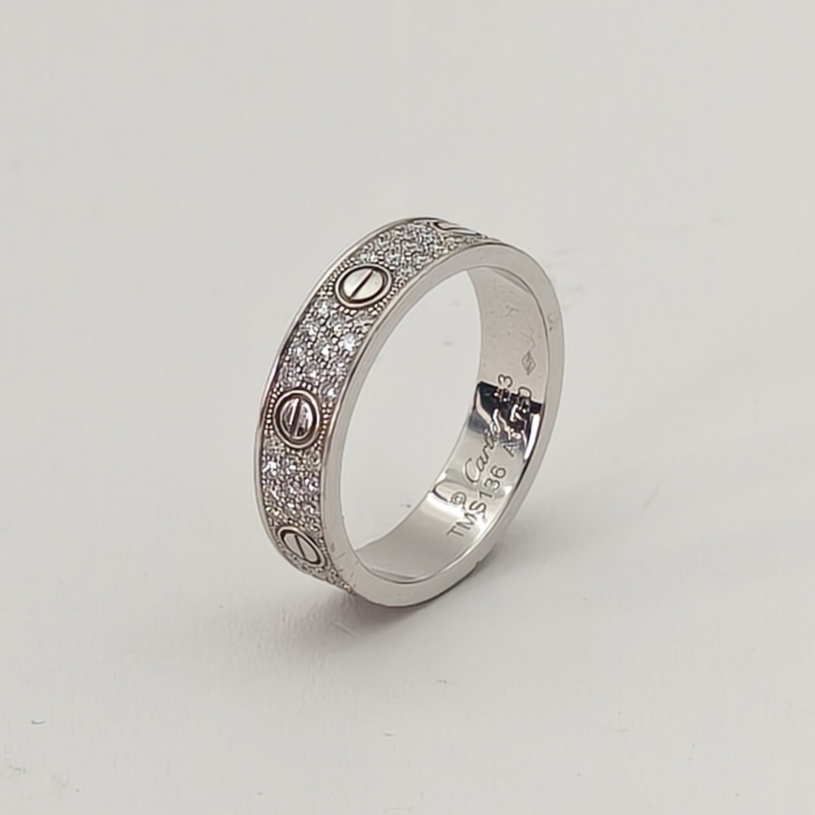 99新 Cartier/卡地亚 【欢欢活动】LOVE三排钻宽版戒指18K白金 53