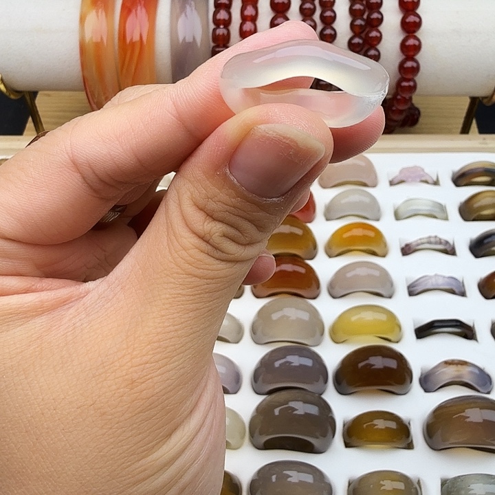 玛瑙/玉髓未镶嵌戒圈19圈飘纱福利不退换介意勿拍