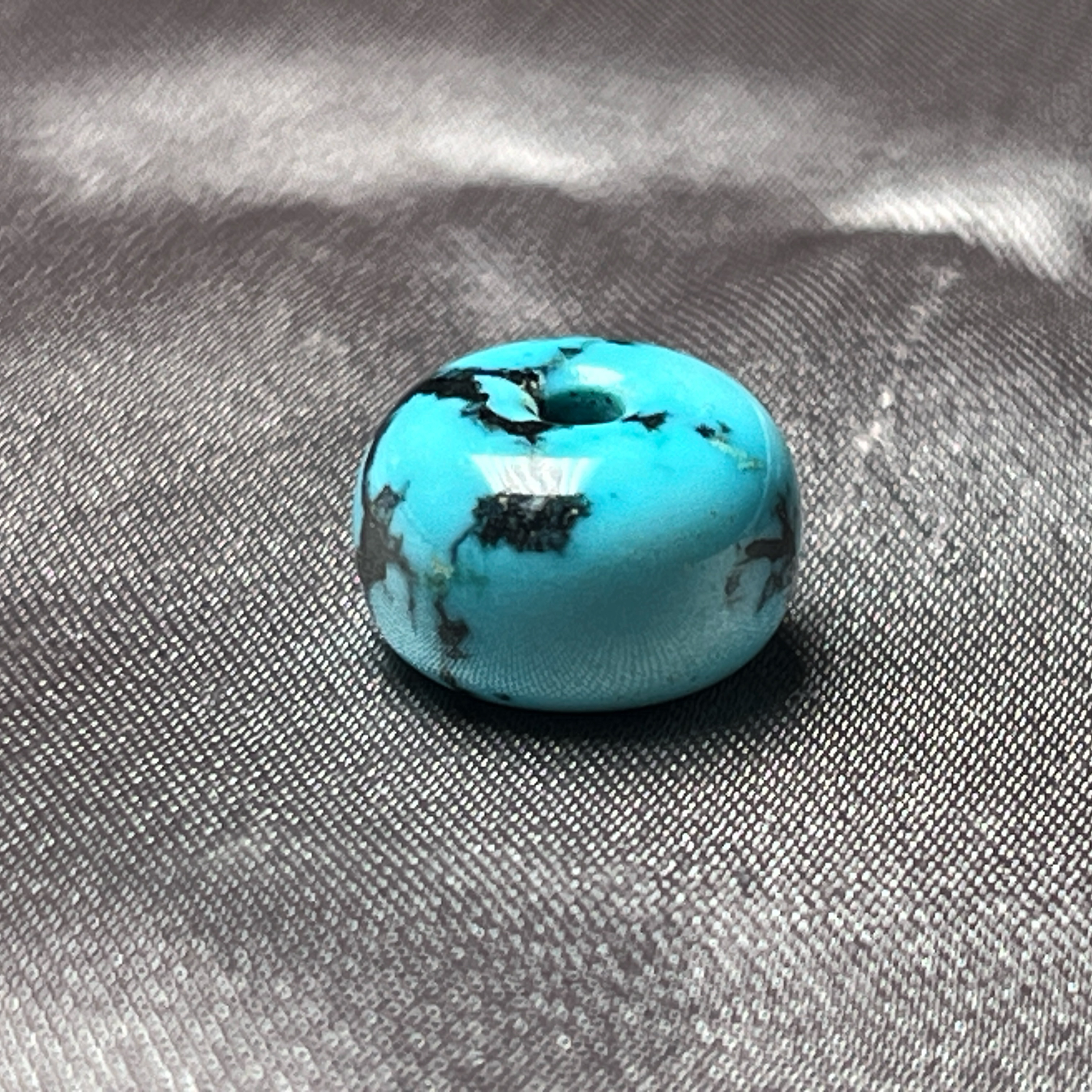 高瓷蓝水草纹鼓珠，尺寸10.5.4x6.5mm重1.17克
