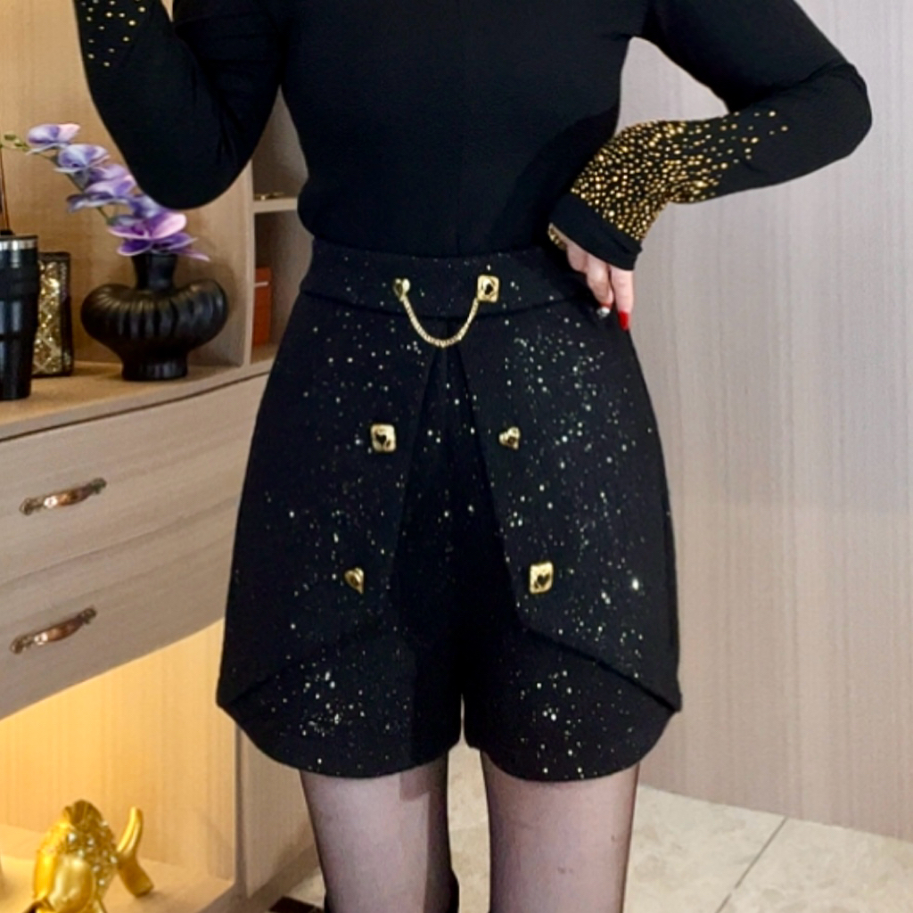 2025新款满天星亮闪高腰显瘦百搭a字半身裤裙 