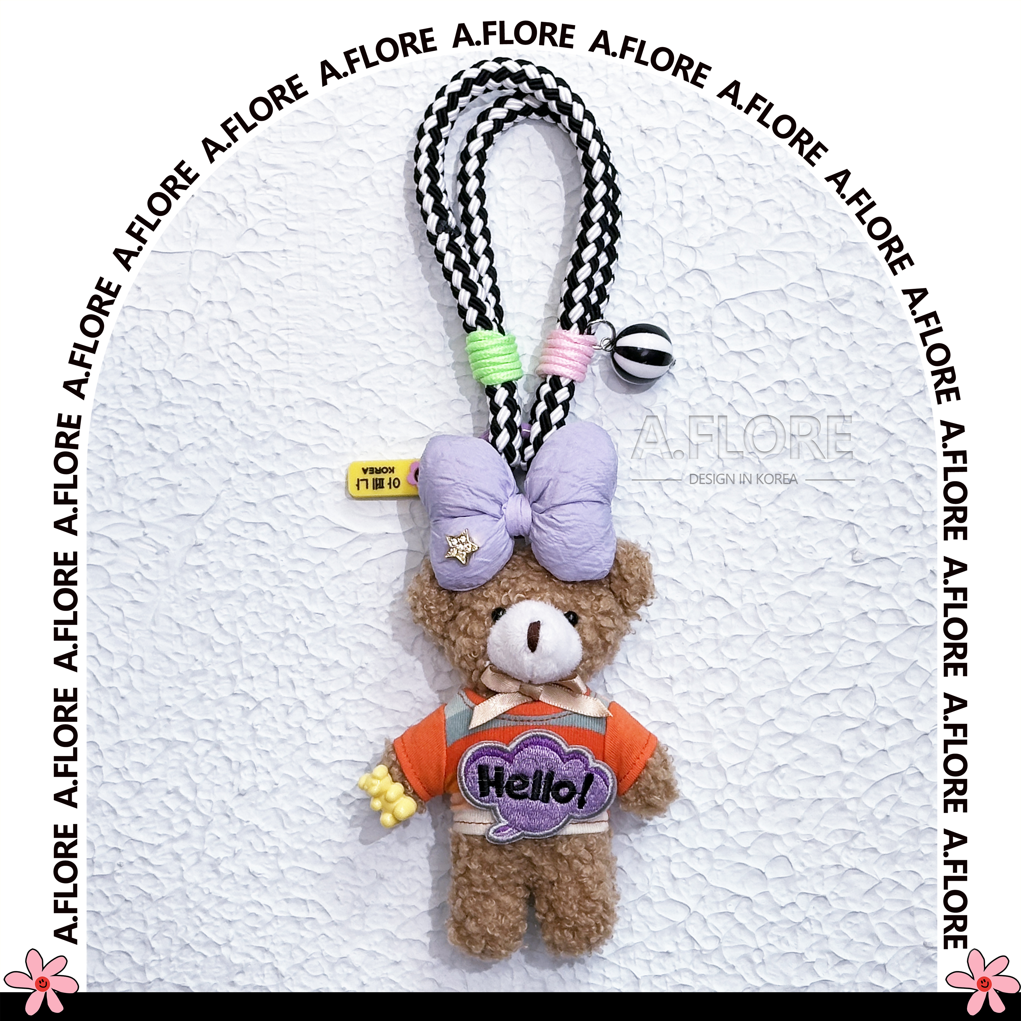 A.FLORE韩国原创手工可爱包包挂件挂饰紫蝴蝶结彩虹上衣小熊