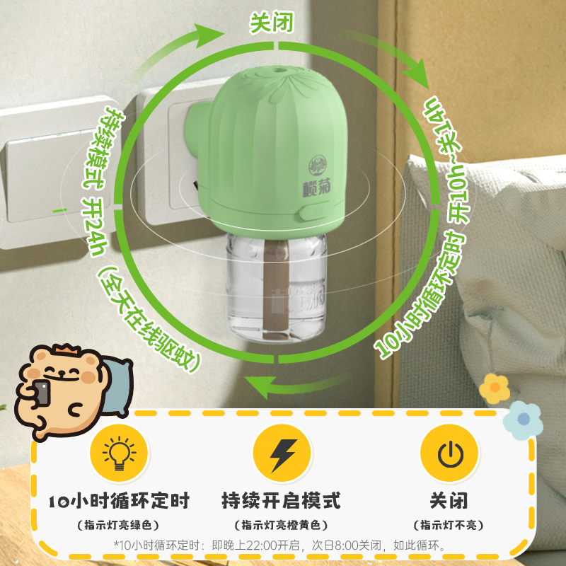 榄菊电蚊香液无香型补充液定时加热器驱蚊宝宝婴儿专属家用套装@ 图片 4