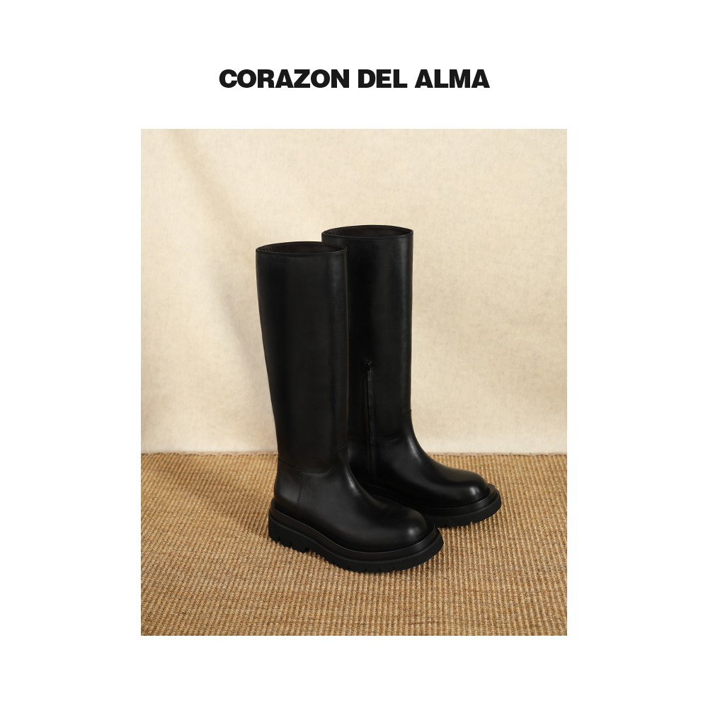 【骑士】腿精珍藏 奢感进口头层油蜡牛皮切尔西高筒骑士靴-S2509073