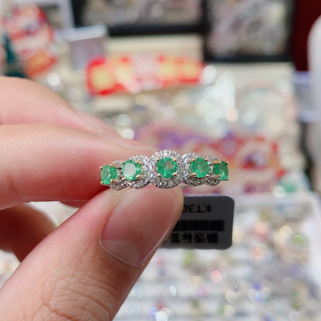 祖母绿戒指银S925镶嵌