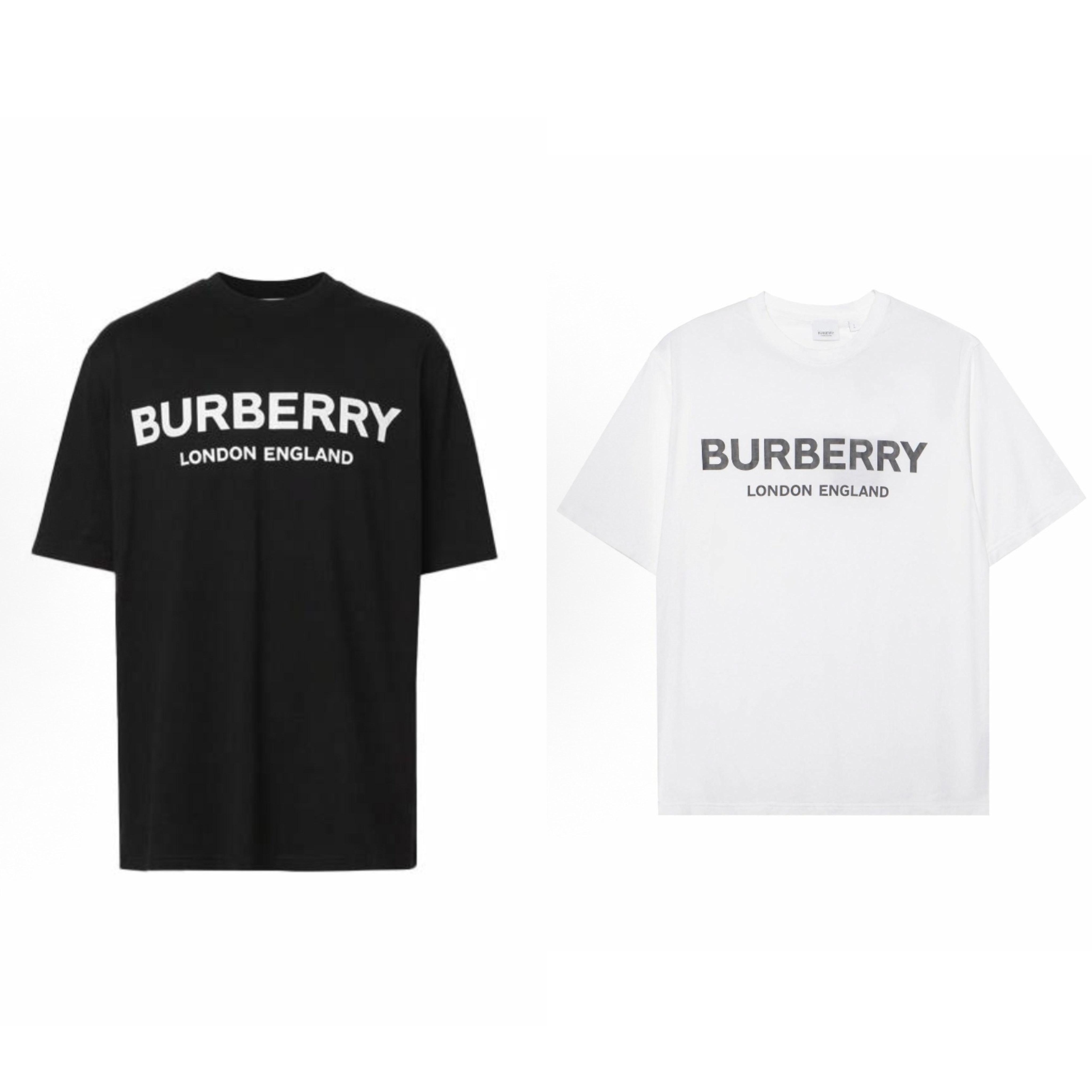 Burberry博柏利 发泡Logo字母印花休闲短袖T恤 黑白色