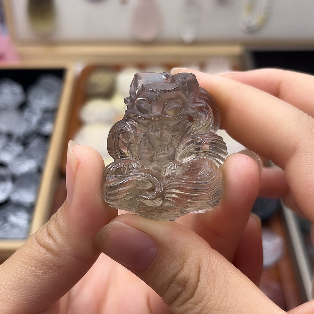 银S925镶嵌颈饰水晶1*•茶水立体九尾32 0