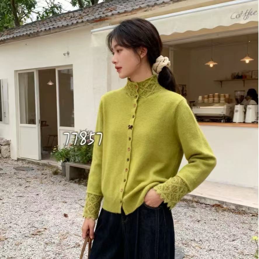 【蝴蝶扣】设计感彩扣高领内搭针织上衣女慵懒高级感毛衣秋冬季外套