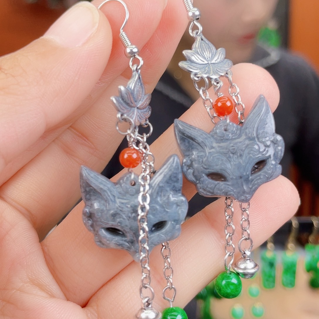 翡翠未镶嵌耳饰饰品