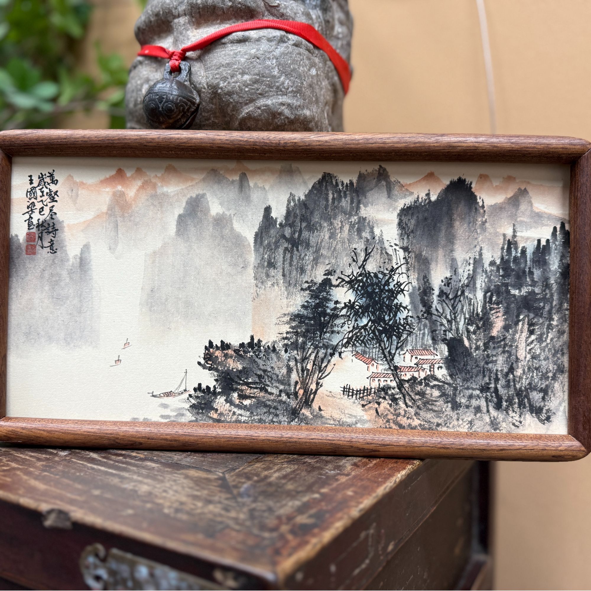 《万壑尽诗意》18×35水墨山水装饰画