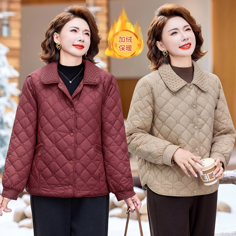 中年妈妈冬装棉衣外套2025新款中老年女秋冬保暖棉服洋气短款棉袄
