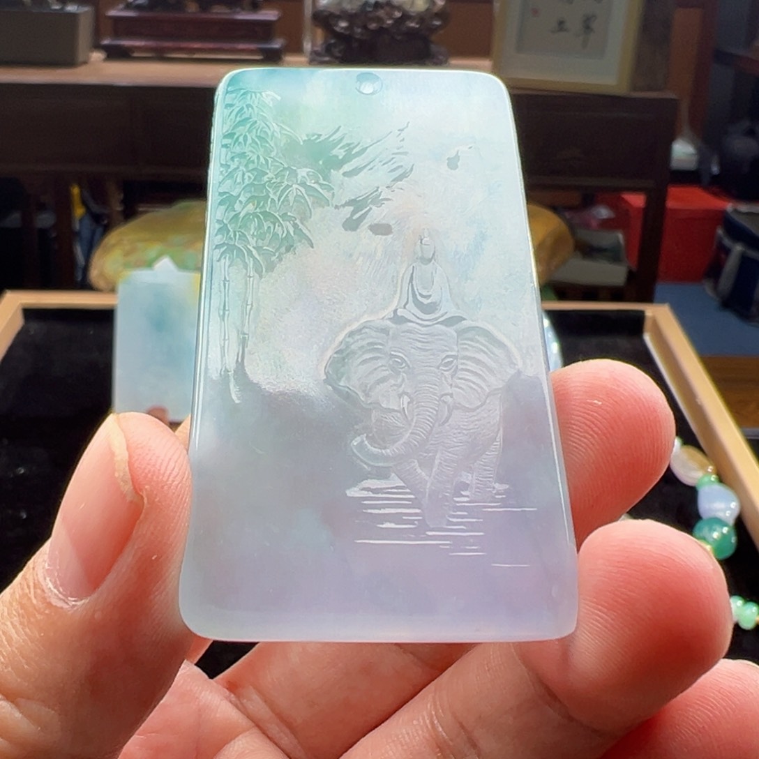 颈饰未镶嵌翡翠k**ᧁ天然缅甸翡翠吊坠