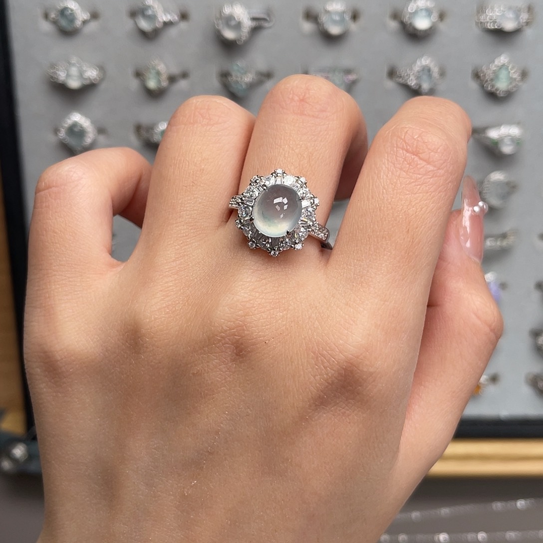 翡翠银S925镶嵌戒指