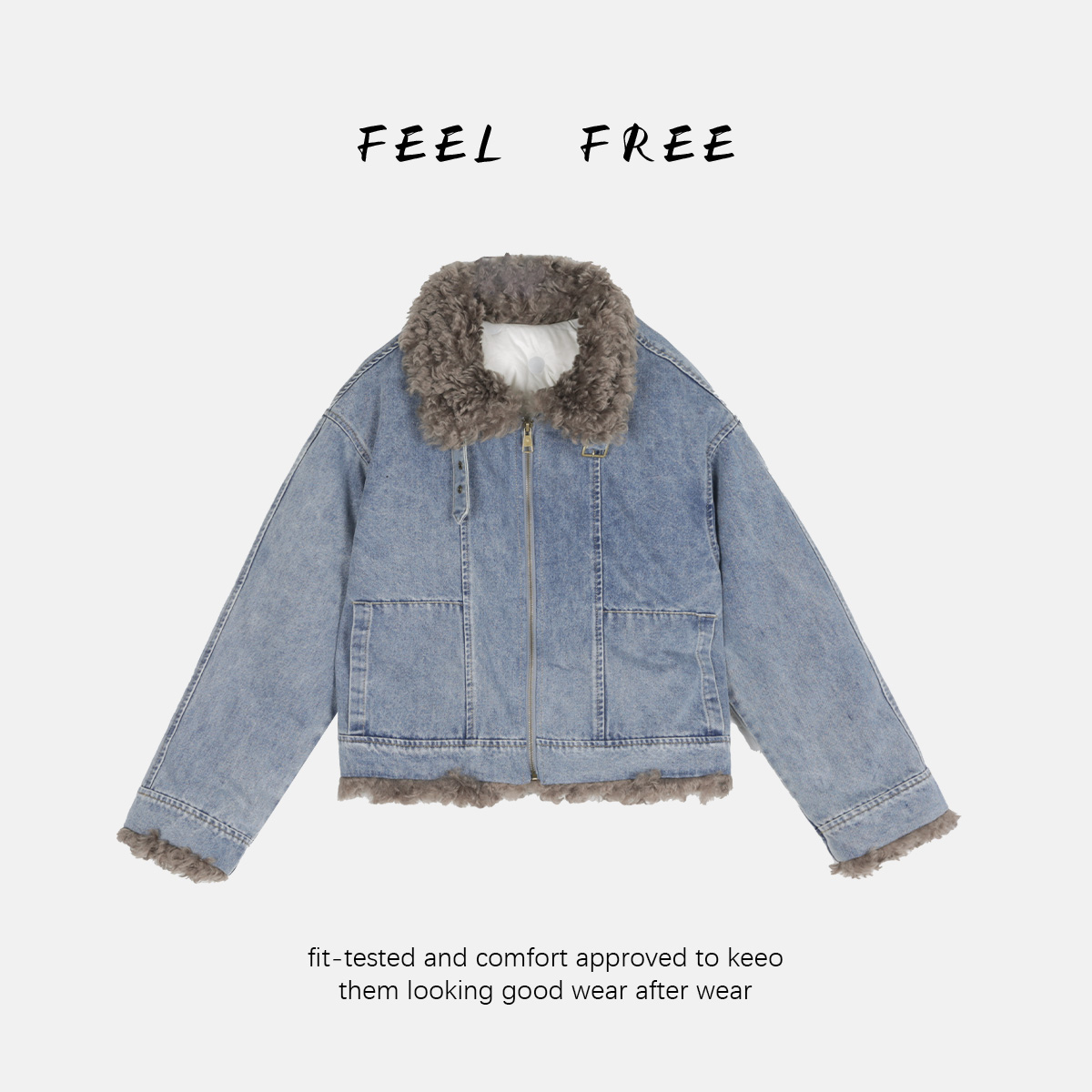 FEEL FRE小卷毛牛仔羽绒服 2025新款NEW