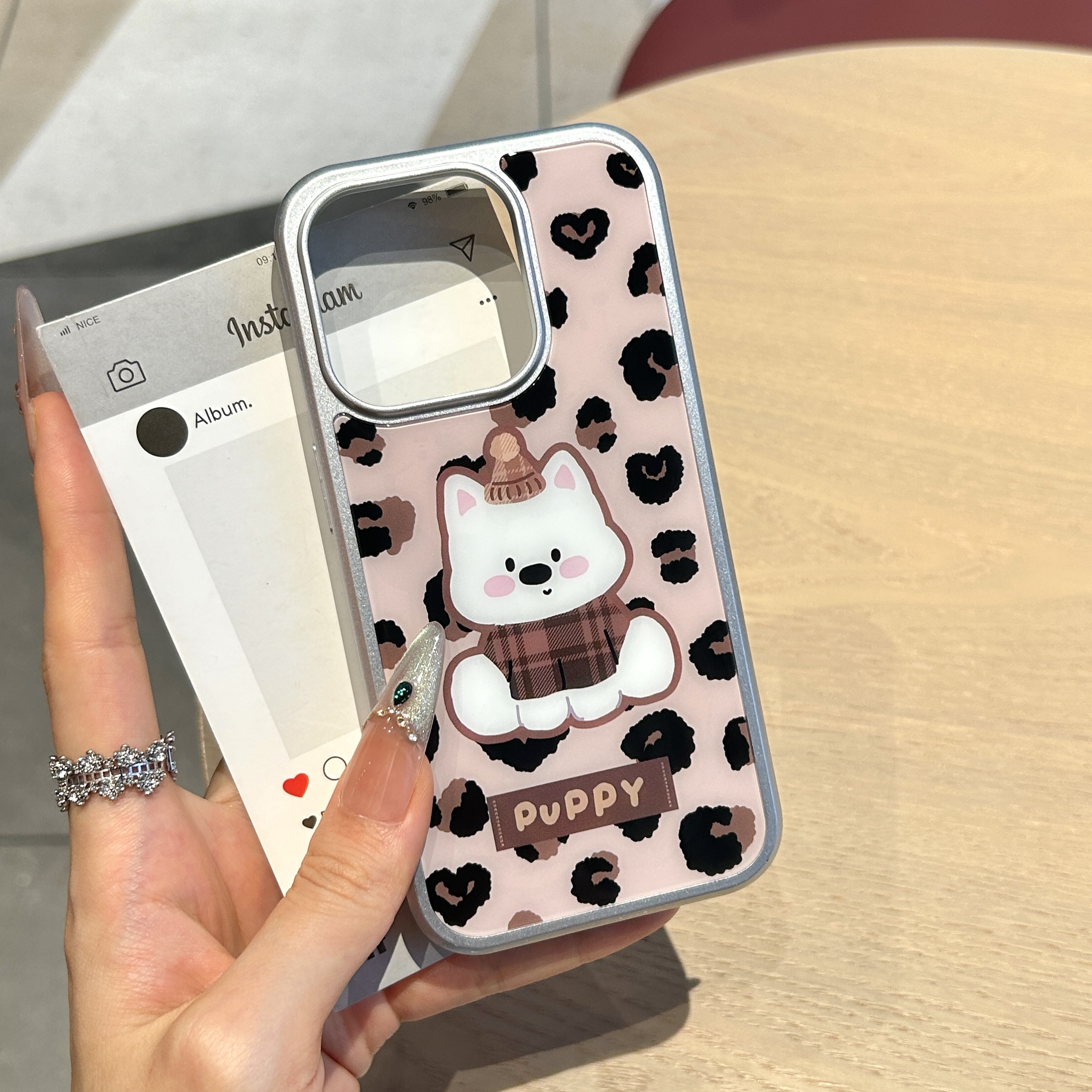 豹纹西高地适用苹果iPhone16pro华为玻璃手机壳防摔荣耀小米