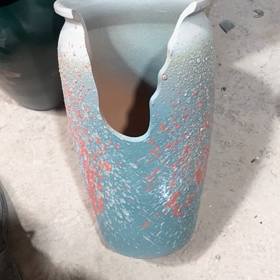 紫砂花盆口20高度35缺口蓝