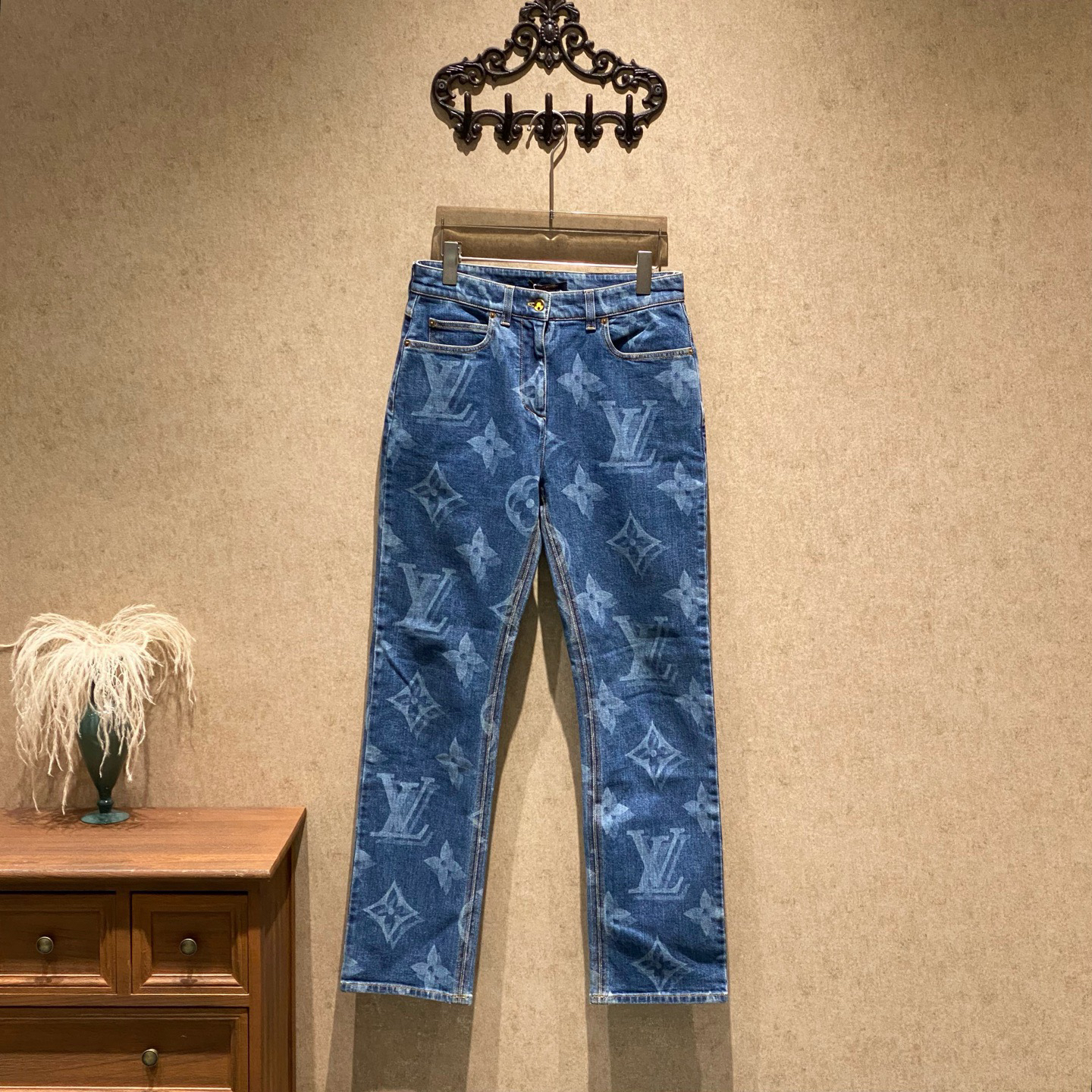 未使用 LouisVuitton/路易威登 幻影老花满印牛仔裤/38码/40216