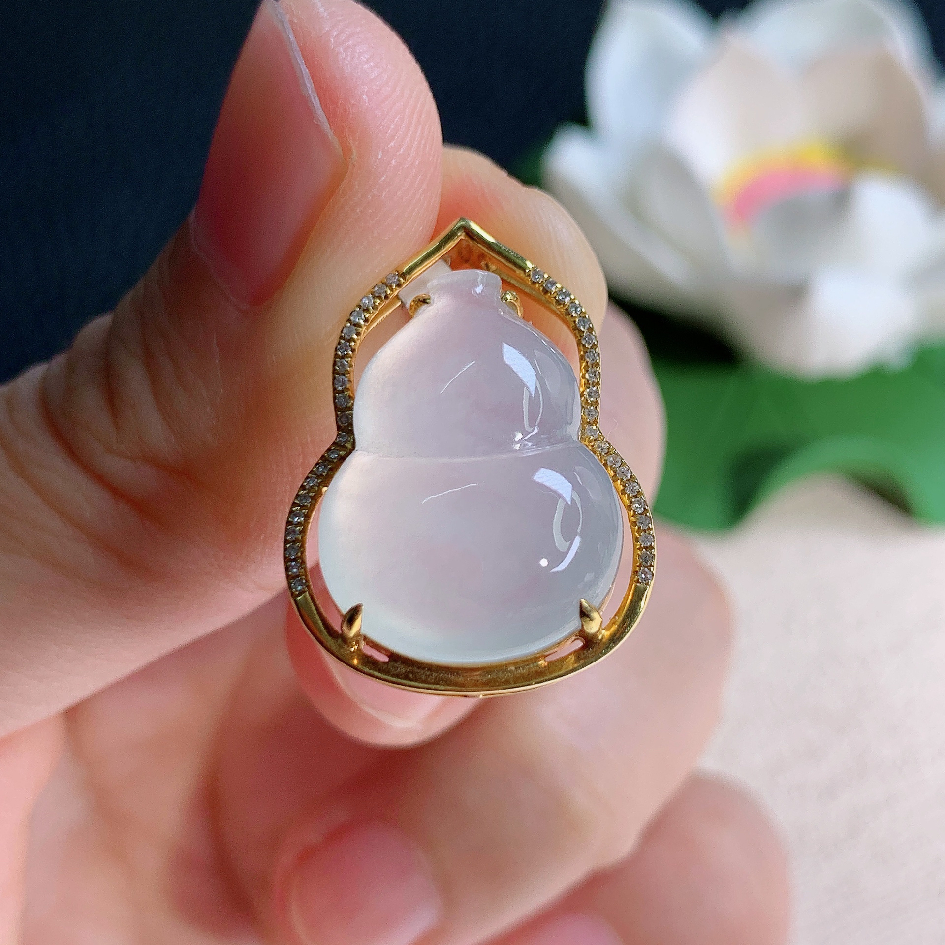 缅甸天然翡翠A货老坑冰种葫芦吊坠精品时尚气质精美24.6*18.2*8