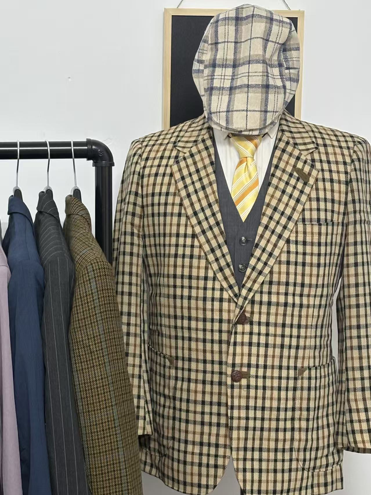 复古灯芯绒西装外套男士秋季潮流英伦风宽松休闲西服上衣中古男款