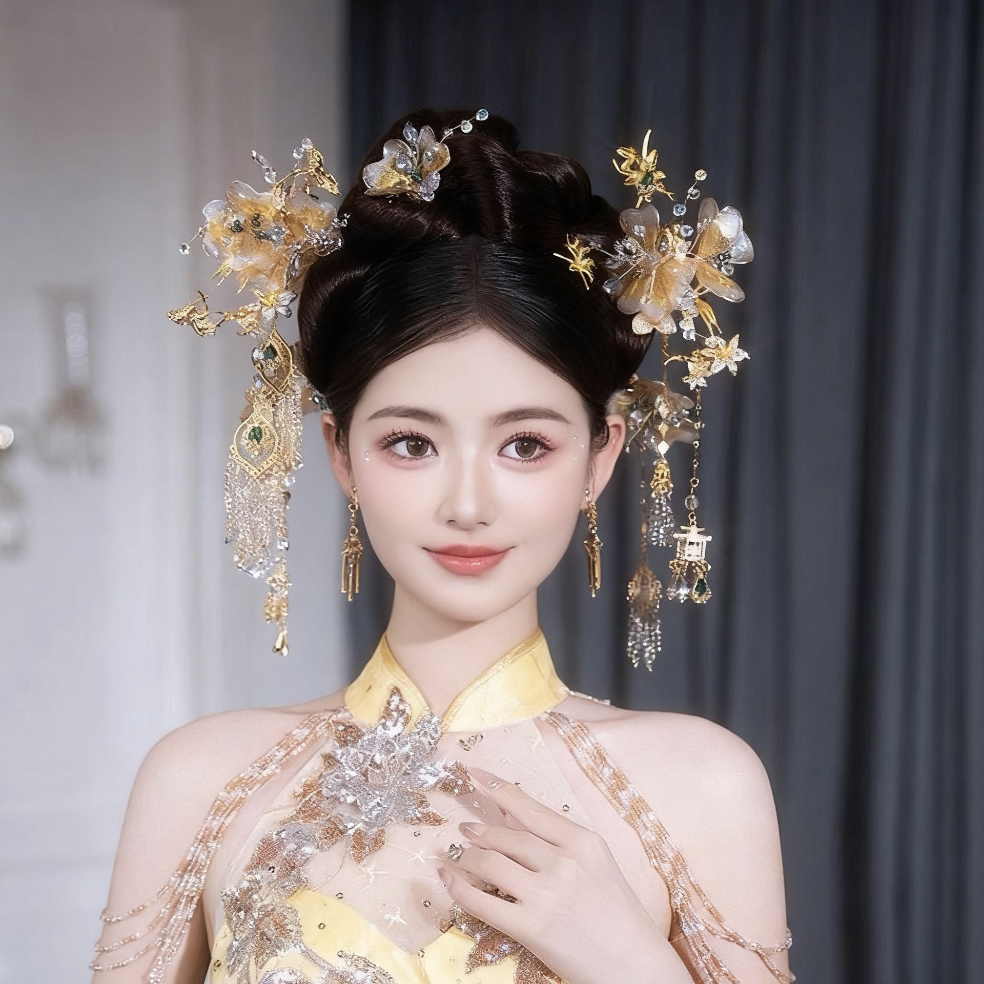 非金属玻璃婚庆饰品 D43新娘头饰气质时尚新娘步摇皇冠流苏