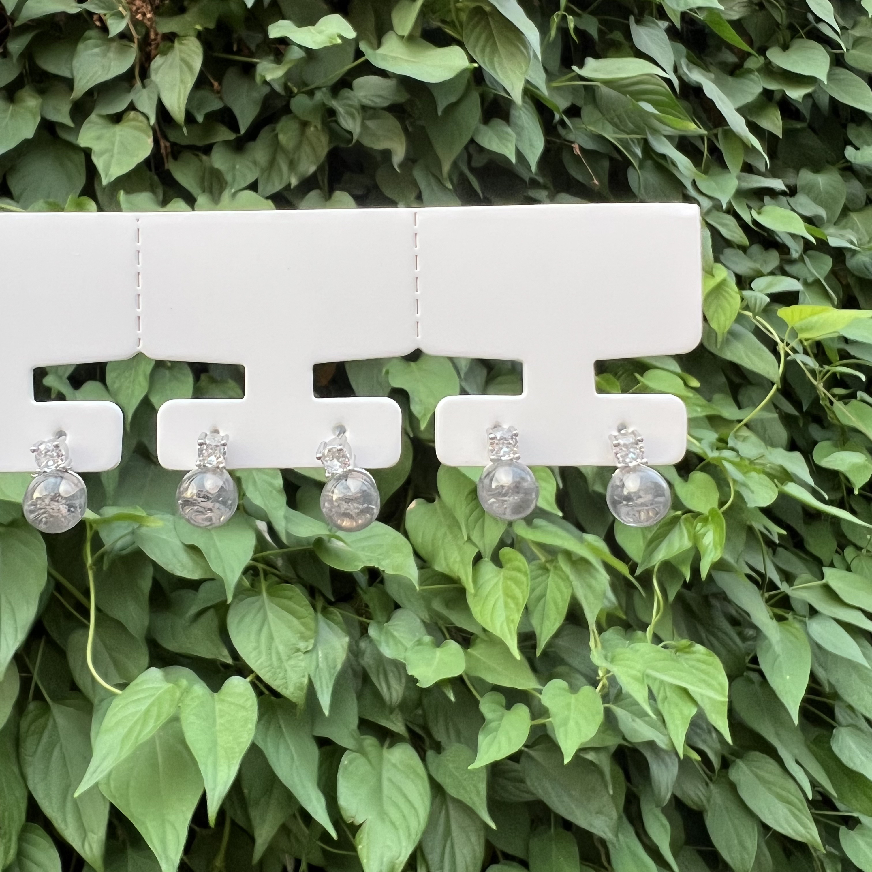 【月月家】P051天然水晶 原创白水晶戴妃耳钉 多样性发其一