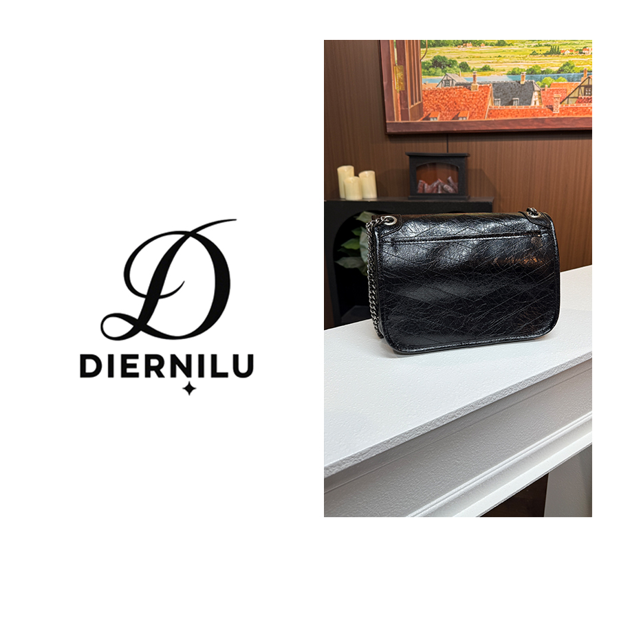 时尚潮流流浪包单肩斜挎包爆裂纹腋下女包-黑E1061中号