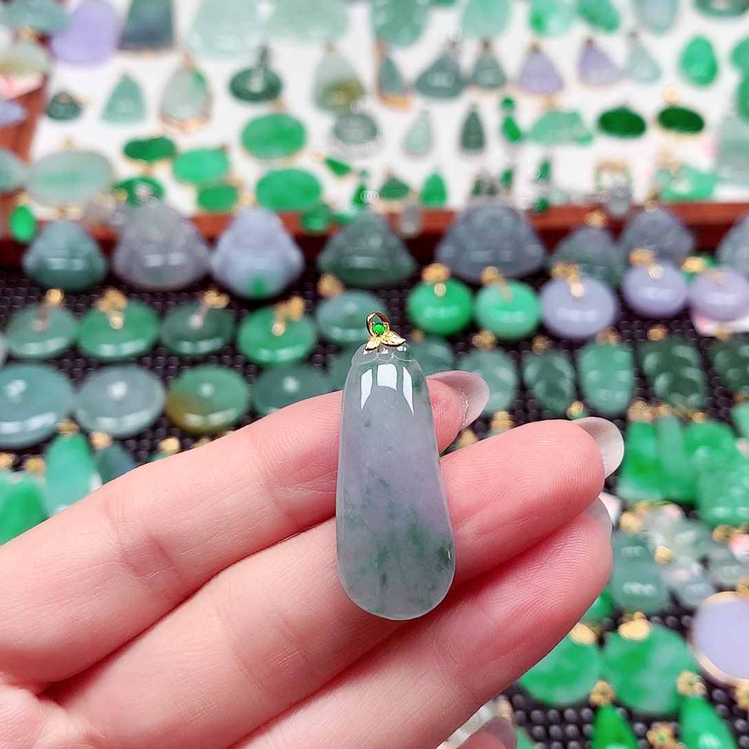 翡翠18K金镶嵌吊坠(不含链)