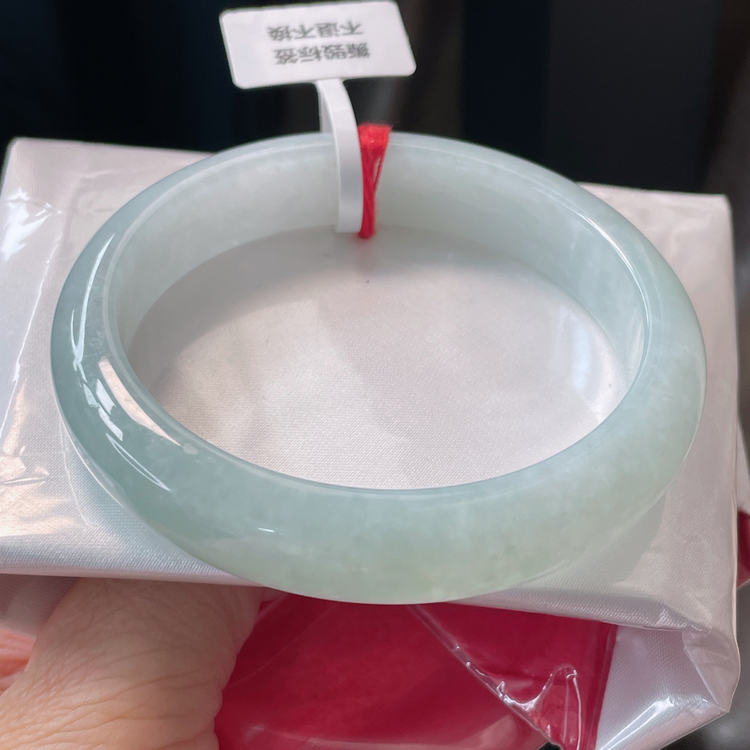 1213缅甸天然A货翡翠手镯59圈冰川蓝手镯时尚百搭女款精美玉手镯