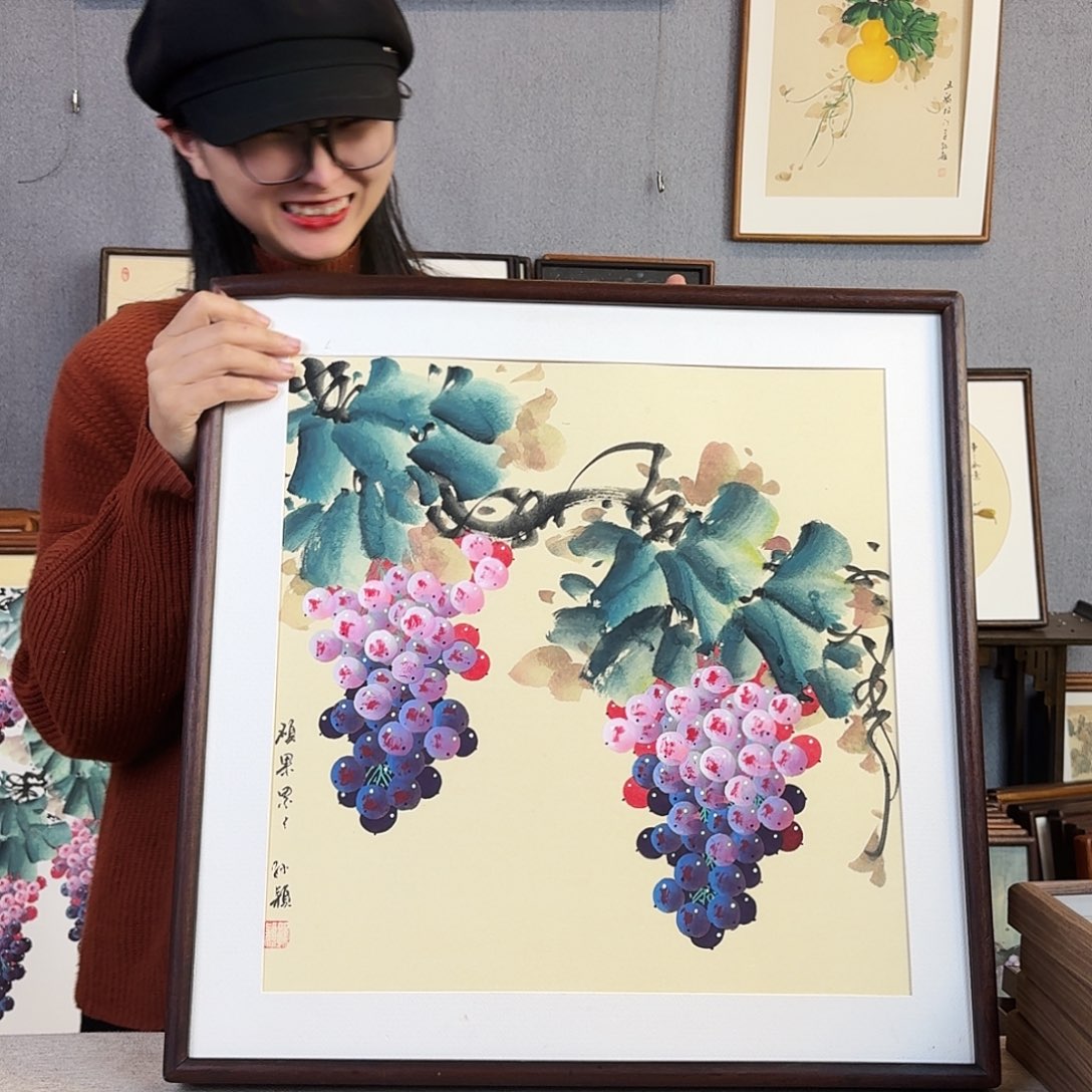 书法手绘带框尺寸： 53*53