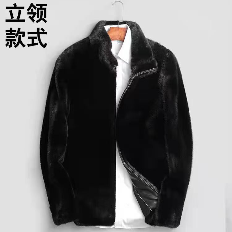 [柔软保暖]时尚百搭皮毛一体秋冬季新款貂绒外套父亲穿显瘦遮肉