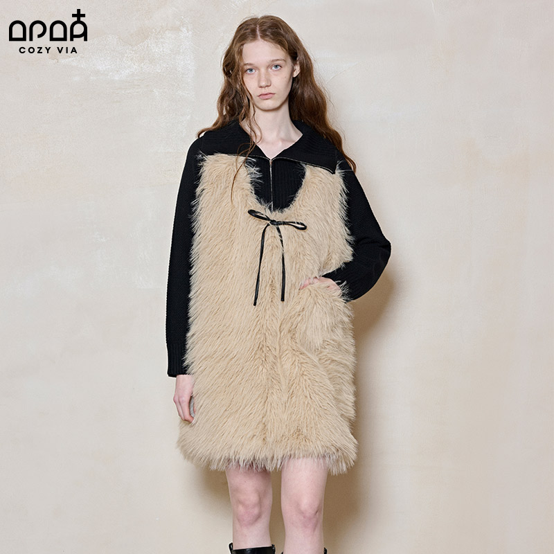 【设计师品牌BLANCORE&叩吱】冬新款多巴胺蝴蝶结连衣裙