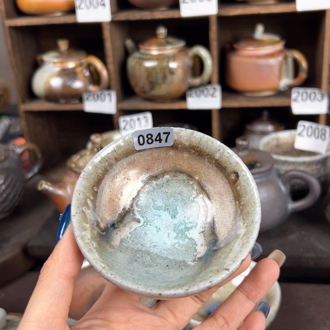 杯柴烧茶器粗陶主人杯