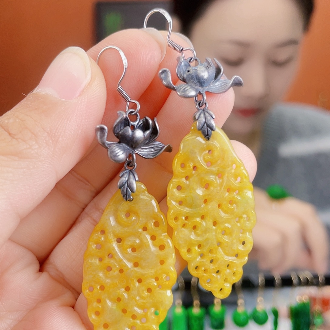翡翠未镶嵌耳饰饰品