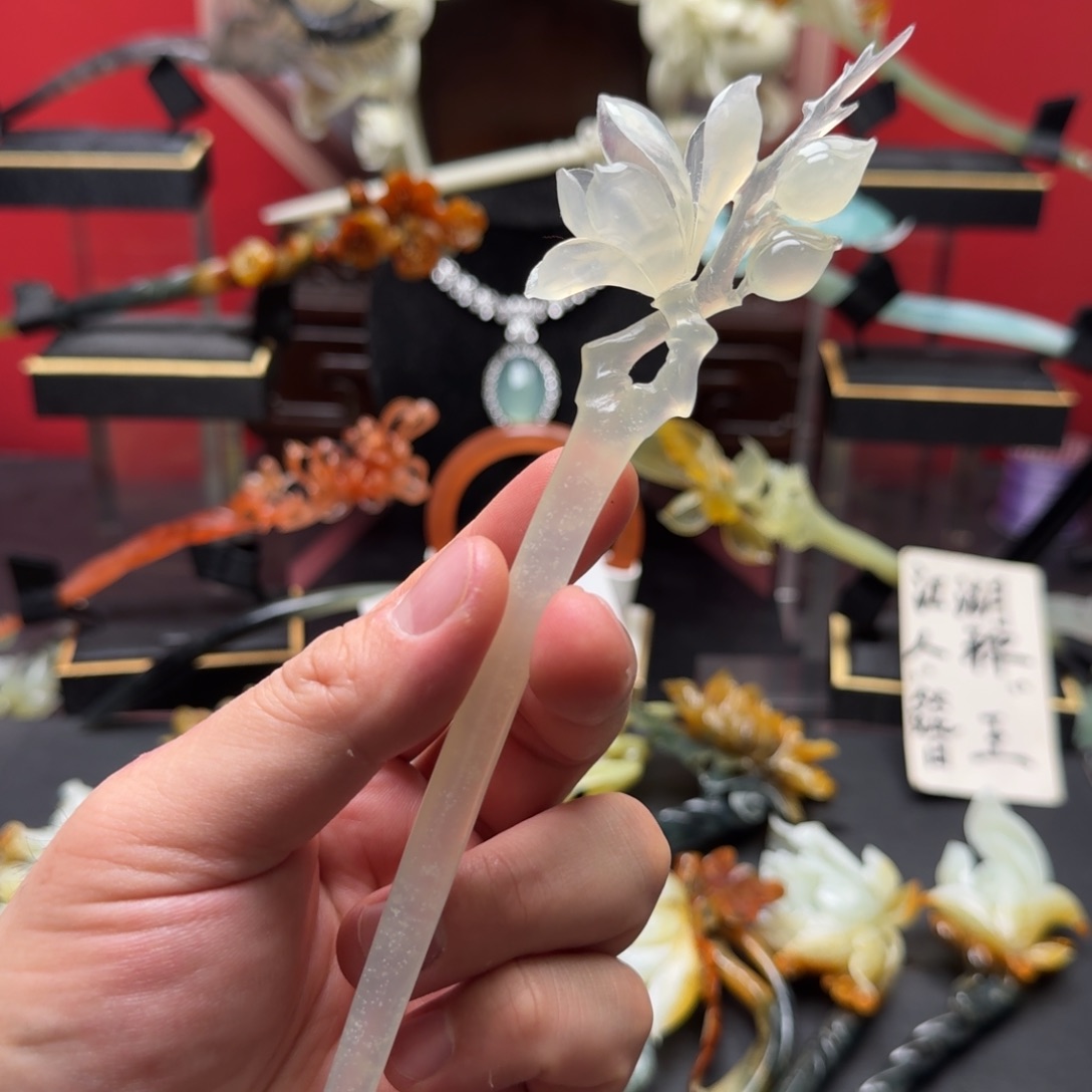 岫玉发饰未镶嵌明君玉簪就是好看