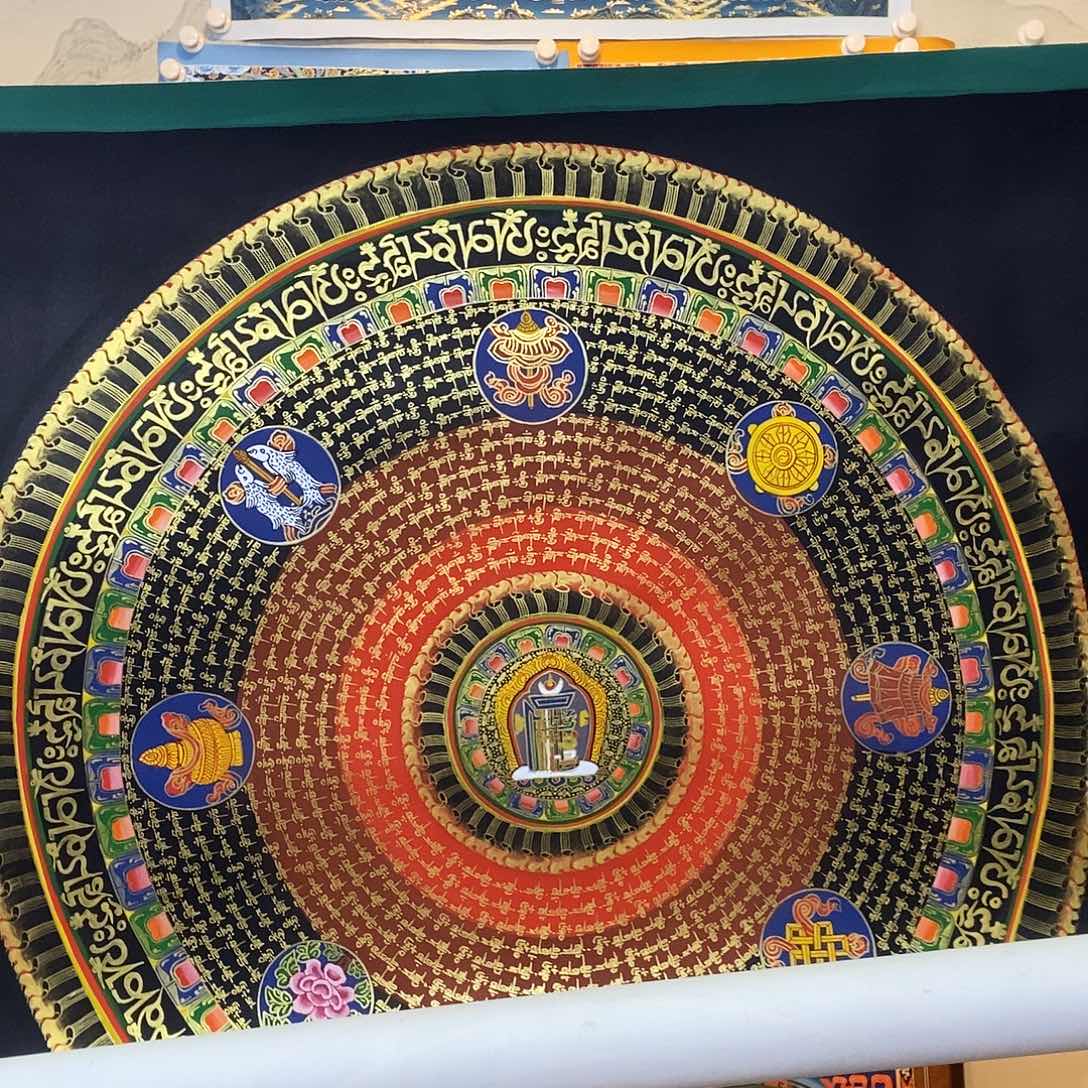 卷轴画纯手绘六字真言唐卡70厘米左右