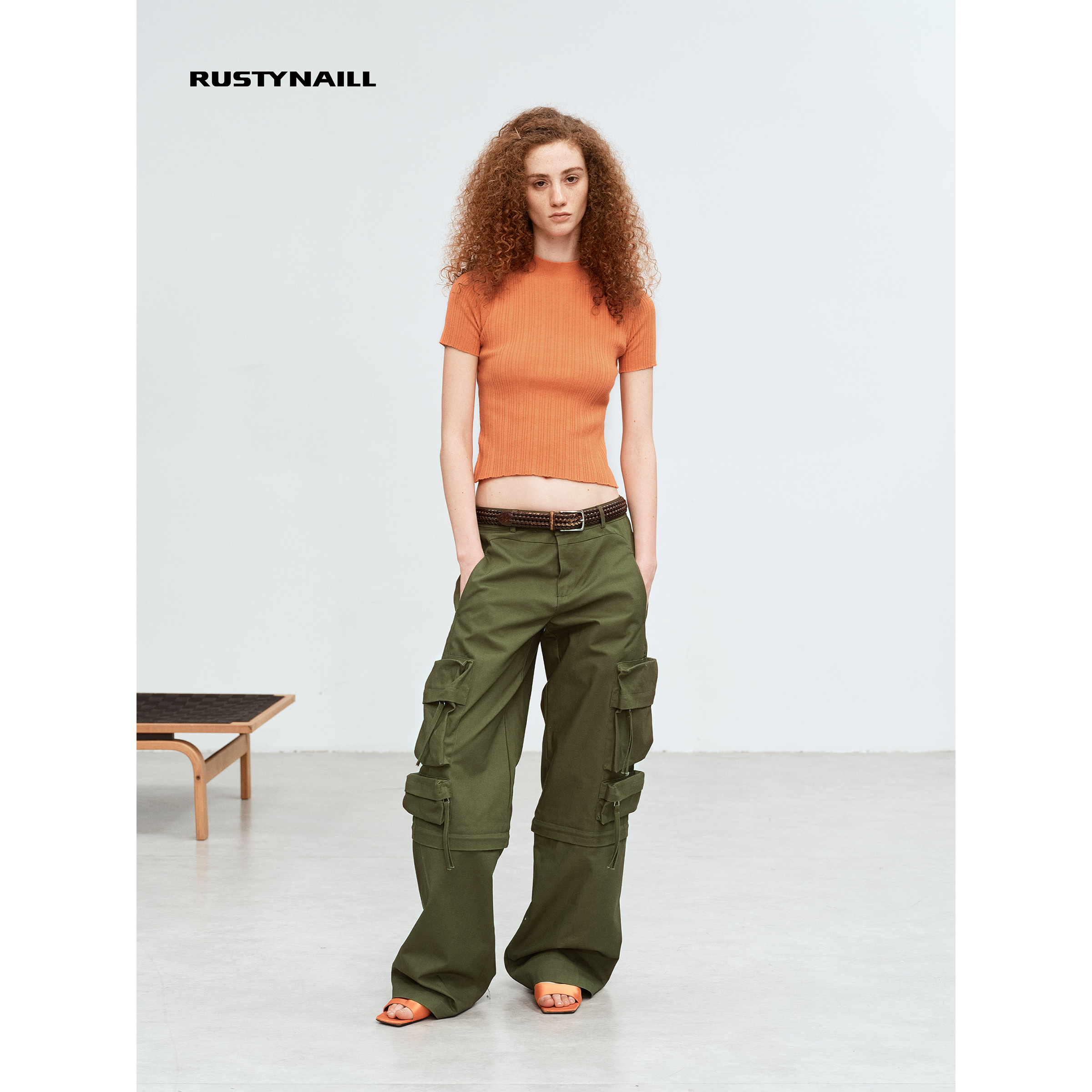 RustyNaill春夏原创立体多口袋可拆卸中长两穿宽松休闲水洗工装裤