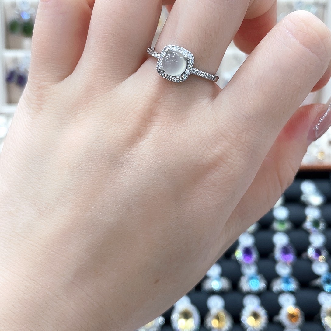 蛇纹石玉银S925镶嵌戒指