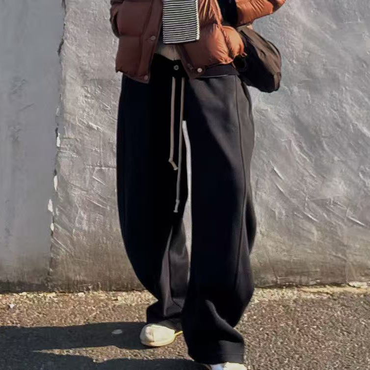 【竹外知时】日常休闲.又飒又暖的男女同款加绒弯刀裤