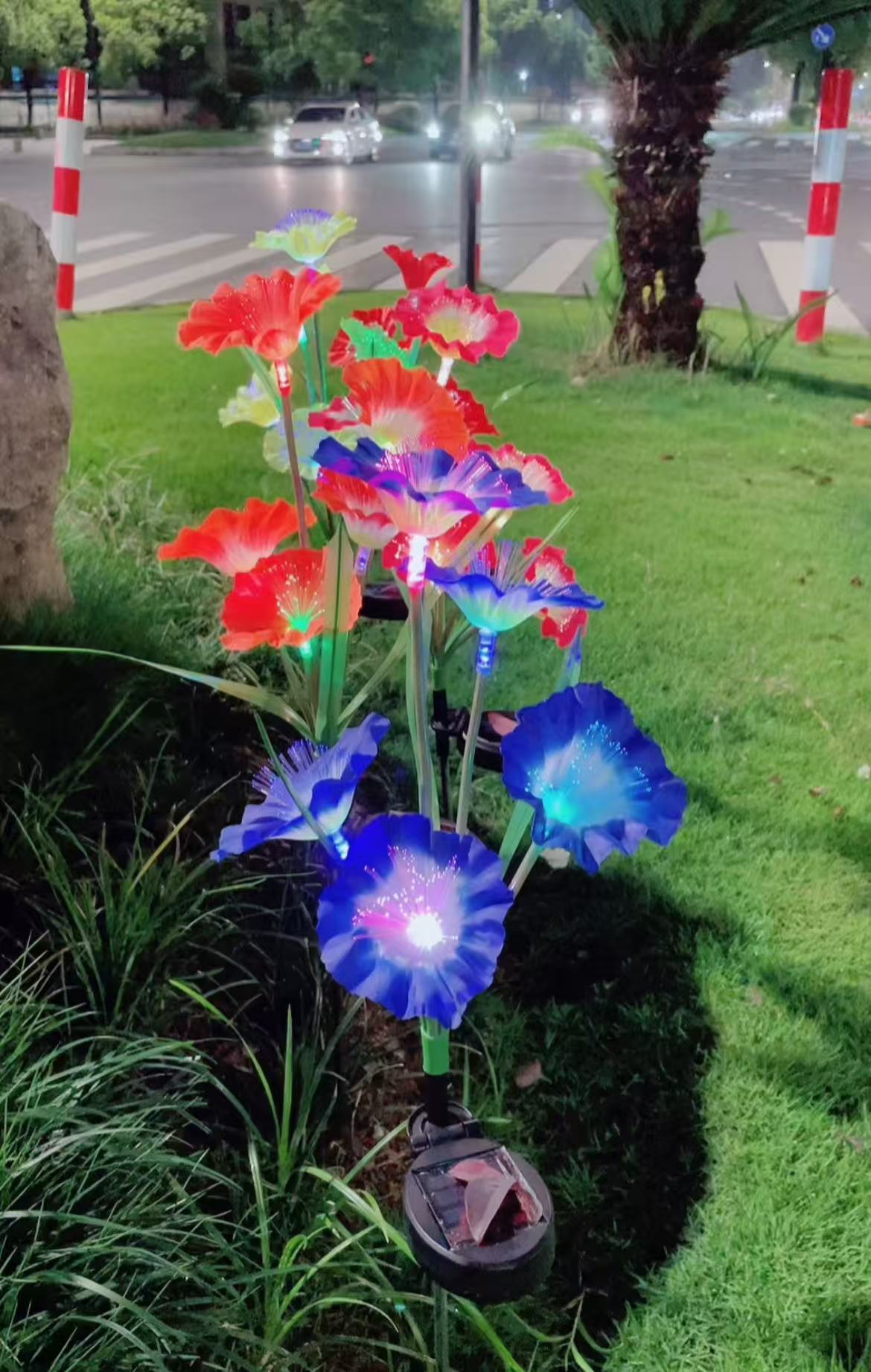 太阳能七彩牵牛花花园阳台庭院氛围灯户外防水仿真发光景观灯