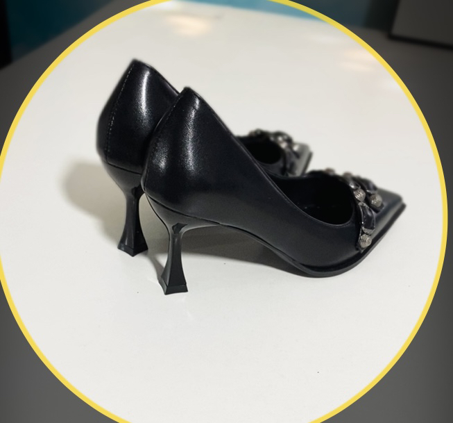 2025一脚蹬细跟高跟鞋法式银耐磨细高跟百搭浅口金色尖头气质轻奢