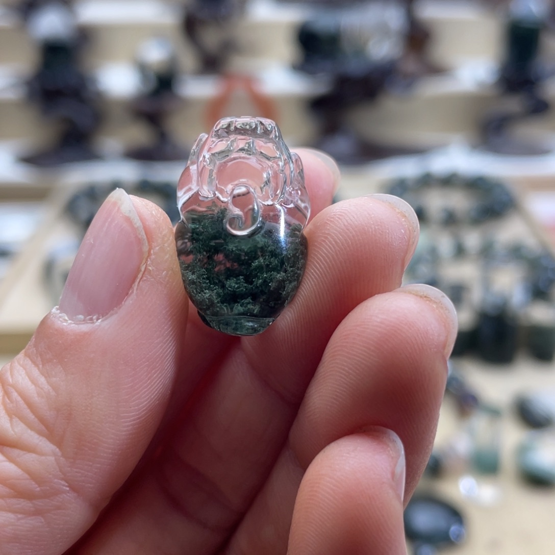 水晶颈饰未镶嵌绿幽灵聚宝盆貔貅