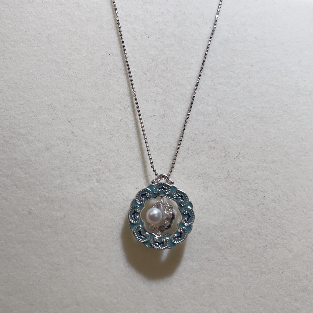 银S925镶嵌淡水珍珠颈饰