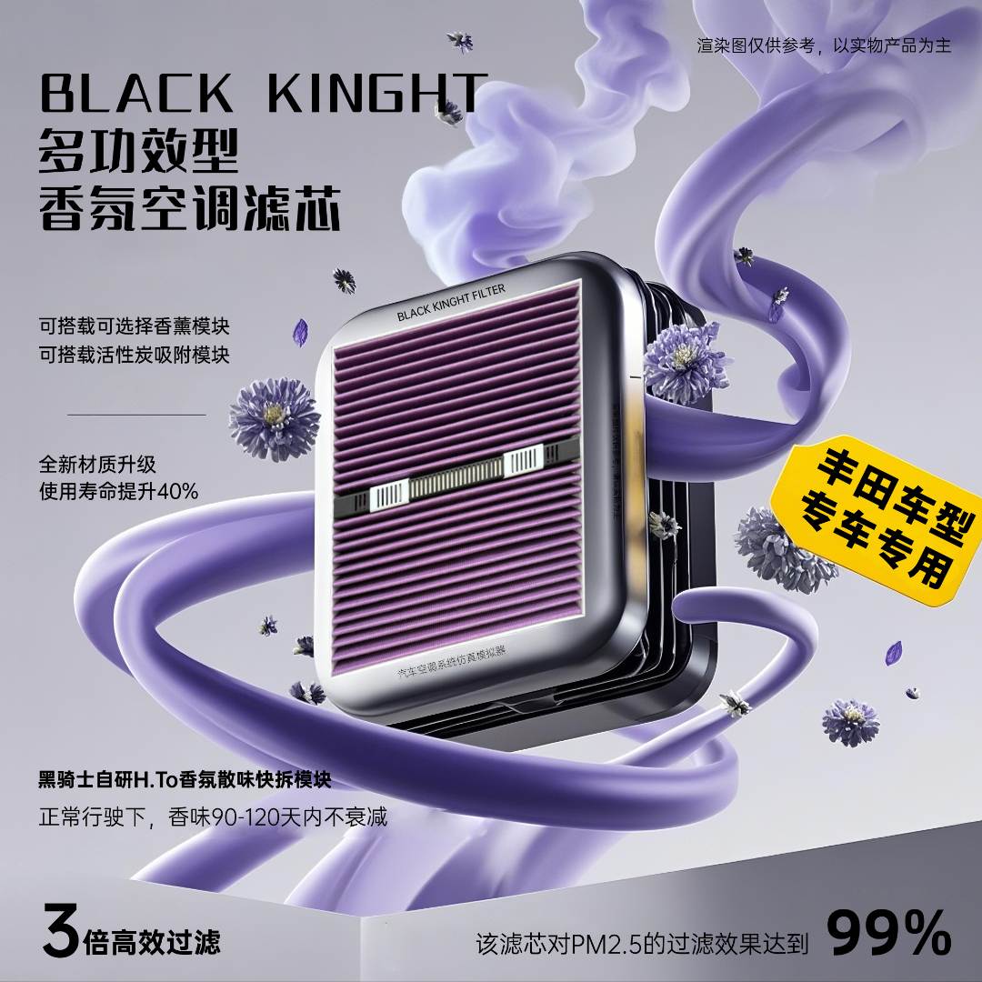 黑骑士【丰田车型】专用多功能抑菌除霉可快拆香薰模块新款空调滤芯