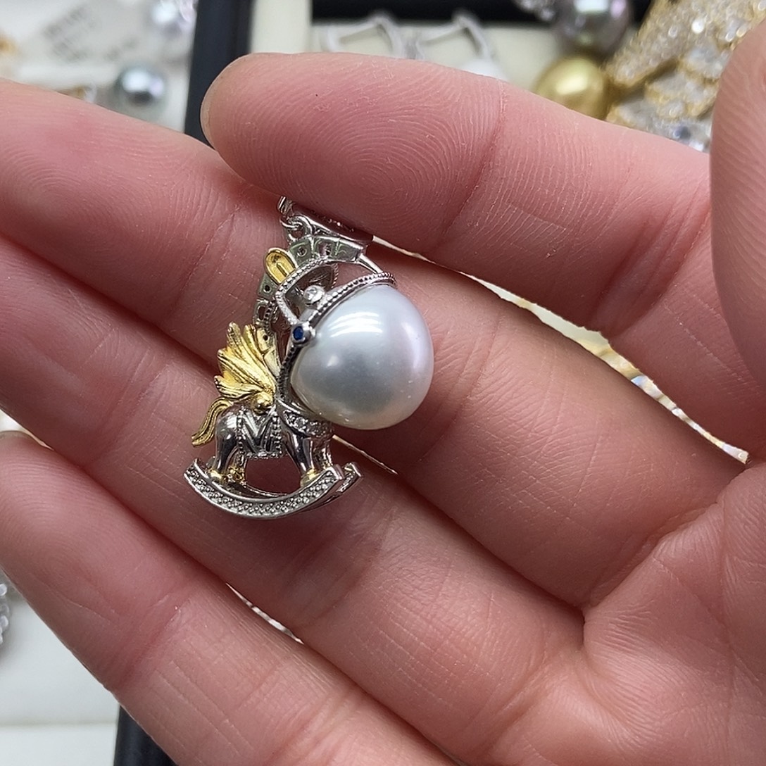 银S925镶嵌吊坠(不含链)海水珍珠