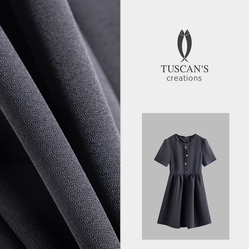 TUSCAN'S CREATIONS夏季高腰显瘦气质小个子法式黑色连衣裙时代