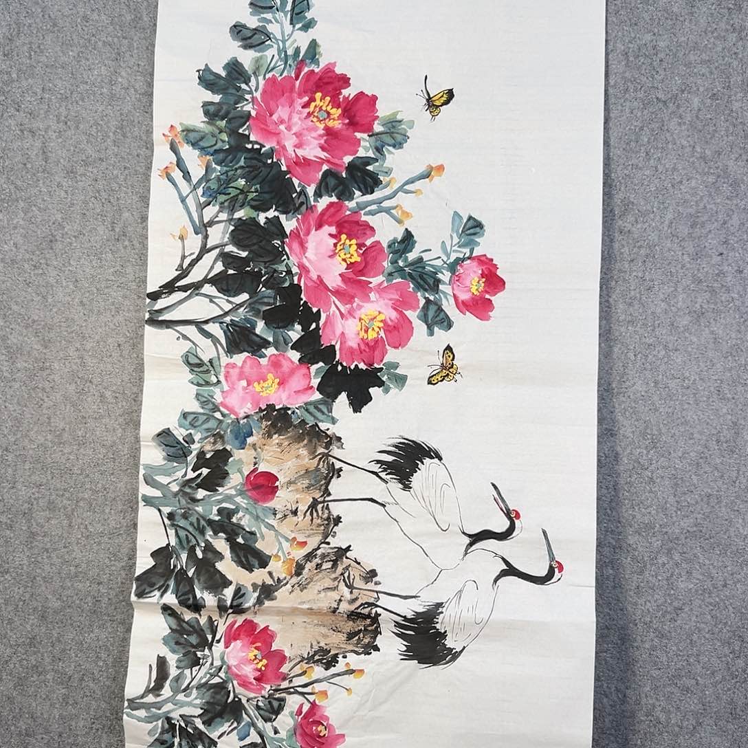 国画694 牡丹等花卉图案装饰图案为