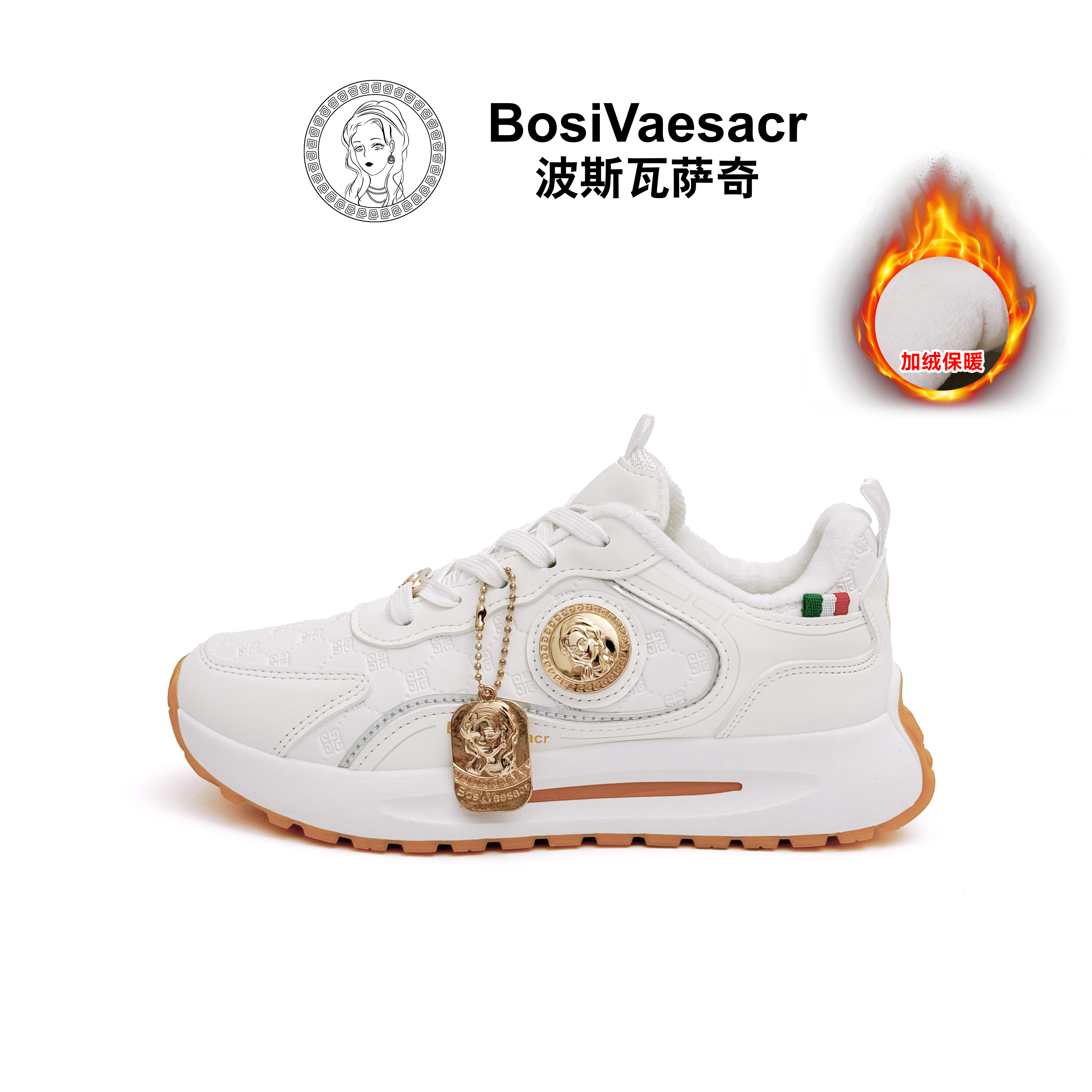 【专柜正品】Bosi Vaesacr波斯瓦萨奇新款皮面加绒百搭轻奢时尚鞋