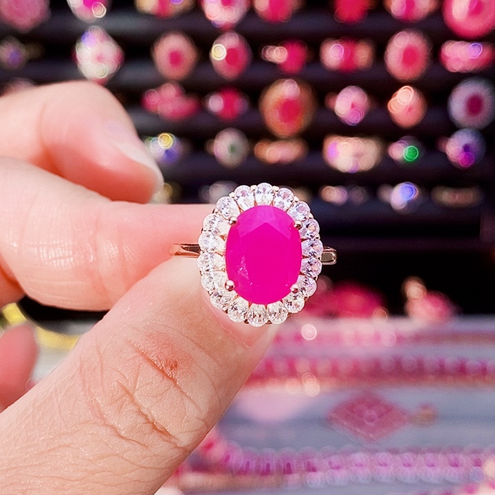 银S925镶嵌戒指红宝石