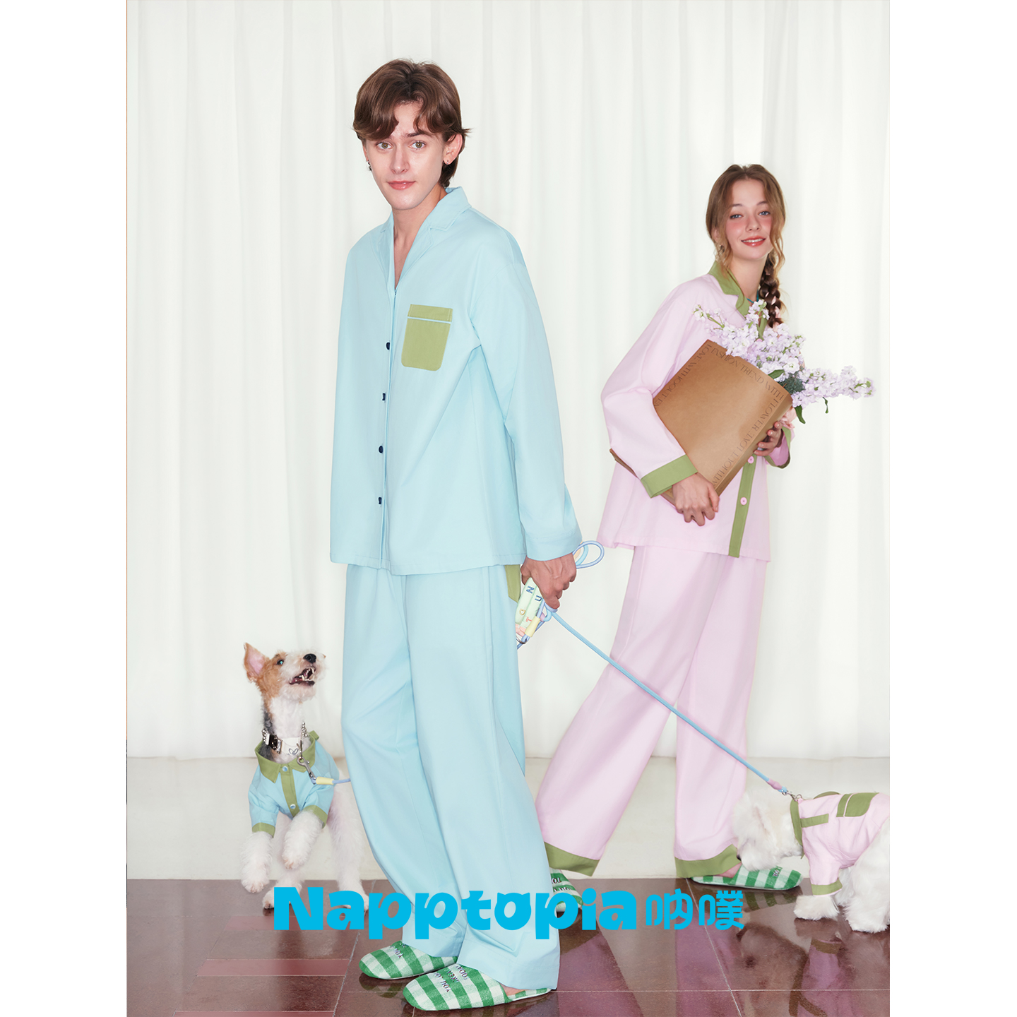 NAPPTOPIA呐噗【汽泡派对】秋天丝棉人宠同款家居服亲子可外穿睡衣