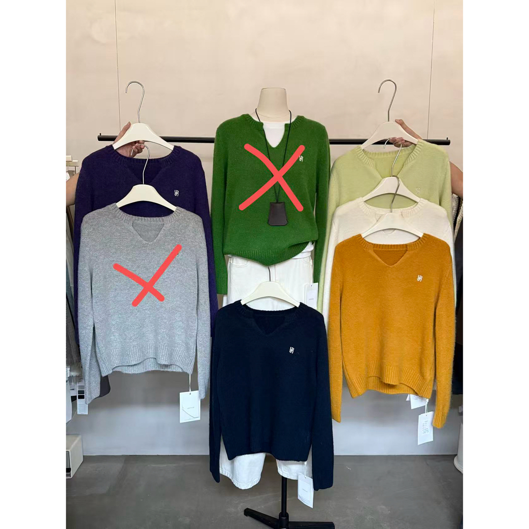 abow@5631 韩系简约百搭小V领宽松毛衣 12-4